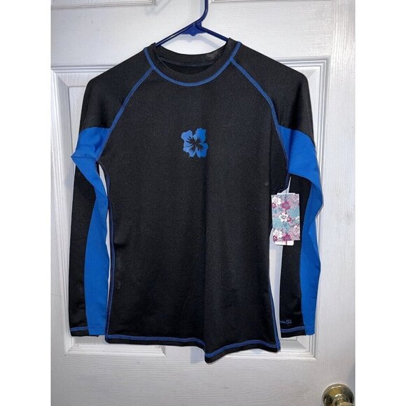 NWT BURNSIDE Rash Guard Fitted Black Sun Protection Surf Long Sleeve - Picture 1 of 6